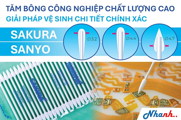 Tăm Bông Công Nghiệp Sakura – Giải Pháp Vệ Sinh Chi Tiết Chính Xác Cho Doanh Nghiệp